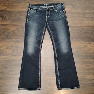 Silver Jeans Co Aiko Boot Cut Tag 34 X 33 (36x31.5) Denim Blue Stretch Low Rise